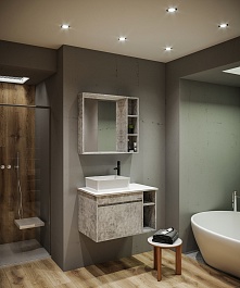 Grossman Зеркальный шкаф Фалькон 80 бетон – фотография-3